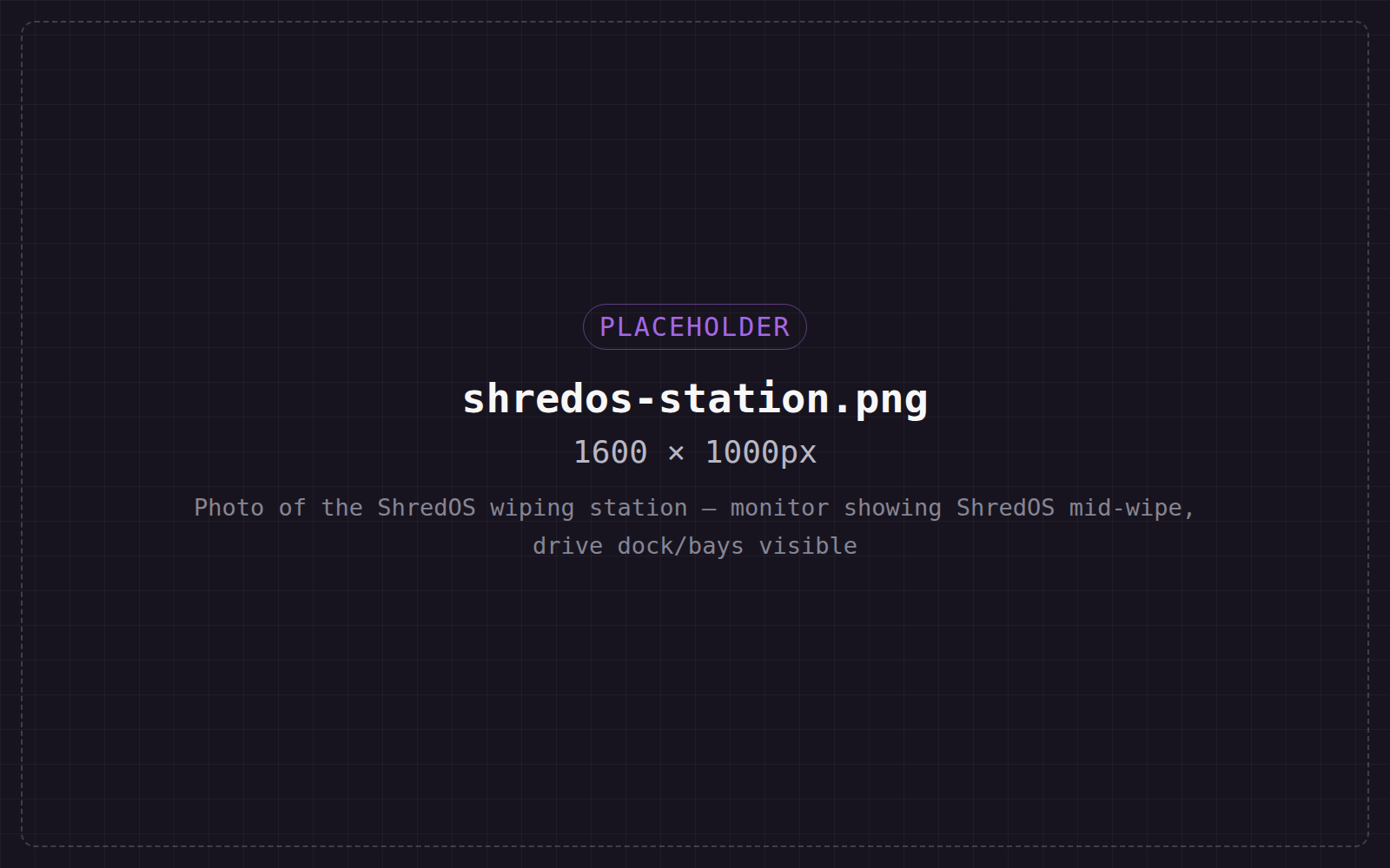 ShredOS running a drive wipe on the DriveWipers wiping station